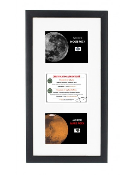 Cadre Avec d'Authentiques Morceaux de la Lune et de Mars